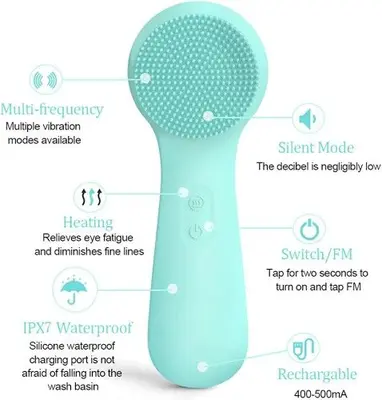 Electric Silicone Facial Cleansing Brush, Waterproof and Heated photo 6