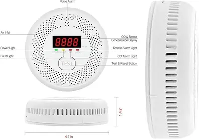 Battery-Powered Carbon Monoxide and Smoke Detector with LCD photo 2