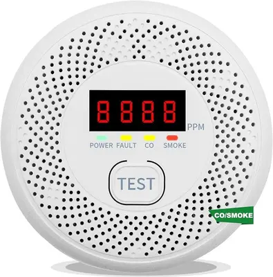 Battery-Powered Carbon Monoxide and Smoke Detector with LCD