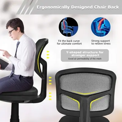 Armless Low-Back Ergonomic Task Chair, Adjustable Height photo 7