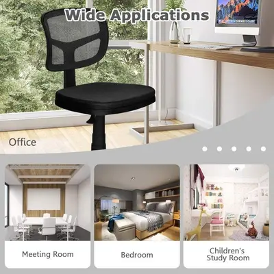 Armless Low-Back Ergonomic Task Chair, Adjustable Height photo 10