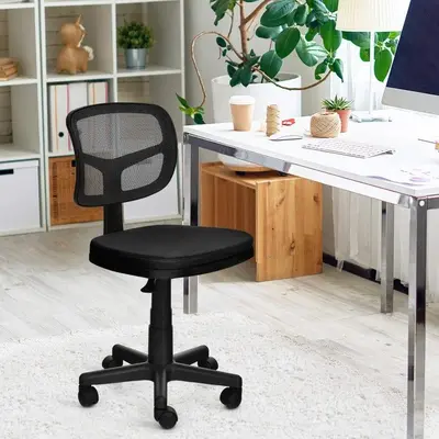 Armless Low-Back Ergonomic Task Chair, Adjustable Height photo 3