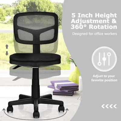 Armless Low-Back Ergonomic Task Chair, Adjustable Height photo 8