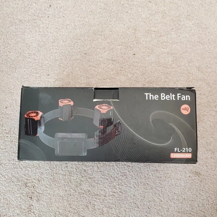 Portable Rechargeable Waist Fan with 3 Heads and Belt Clip