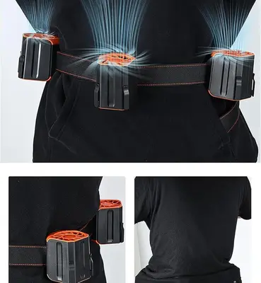 Portable Rechargeable Waist Fan with 3 Heads and Belt Clip photo 3