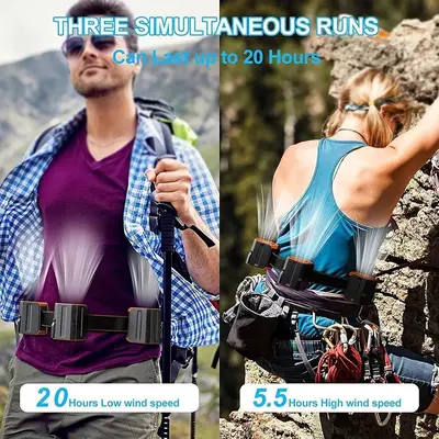 Portable Rechargeable Waist Fan with 3 Heads and Belt Clip photo 9