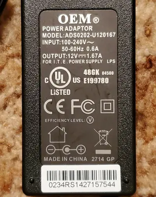 12V 1.67A Power Adapter for Cisco/AT&T U-verse Cable Box photo 2