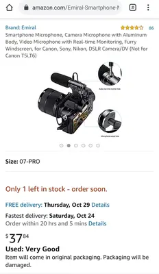 Emiral Camera Microphone with +20dB Enhancement for DSLR Interviews photo 10