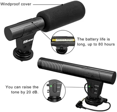 Emiral Camera Microphone with +20dB Enhancement for DSLR Interviews photo 5