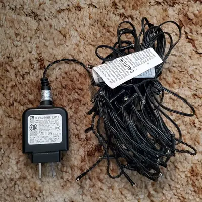 Indoor/Outdoor LED Christmas Lights on Dark Green Cable photo 2