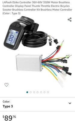 Ebike Controller 36-60V 350W with Display Panel and Thumb Throttle photo 3