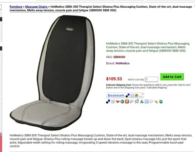 Homedics SBM-300 Shiatsu Massage Chair Pad with Heat photo 2