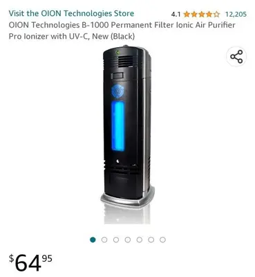 OION B-1000 Permanent-Filter Ionic Air Purifier Pro with UV photo 4