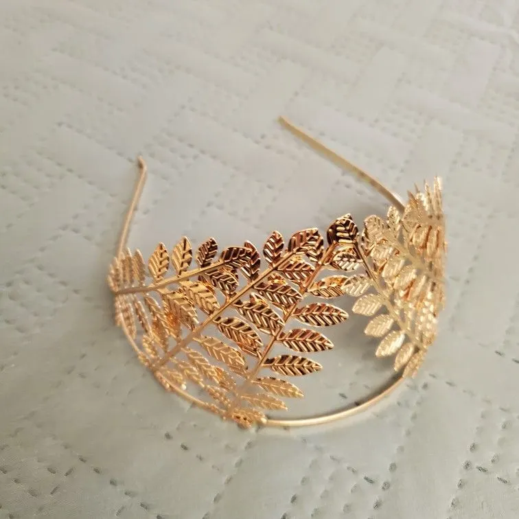 Gold Leaf Branch Crown, Bridal Laurel Hair Accessory