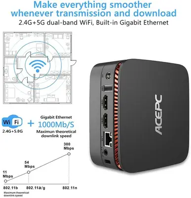 ACEPC AK1 Mini PC, Celeron, 8GB DDR3, 120GB SSD, Windows 10, 4K photo 7