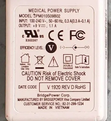 OEM Medical Power Supply BPM010S09B02, 9V 1.1A, Bridge Power photo 2