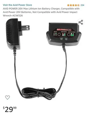 AVID POWER 20V Max Lithium-Ion Battery Charger photo 4