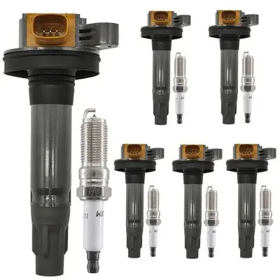 Ignition Coil Pack and Iridium Spark Plug Set of 6, UF646, for Ford