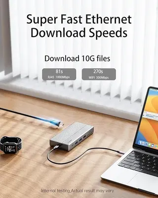 11-in-1 USB-C Docking Station for 3 Monitors, Dual HDMI and DP 4K 60Hz photo 6