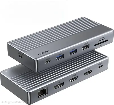 11-in-1 USB-C Docking Station for 3 Monitors, Dual HDMI and DP 4K 60Hz