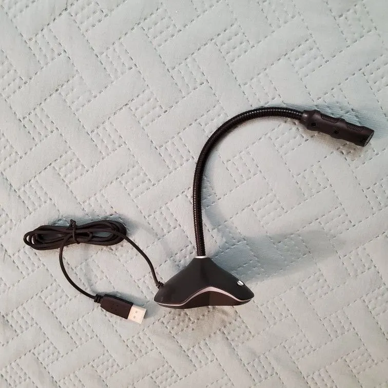 USB Condenser Microphone with LED Light and Noise Cancelling, Gooseneck