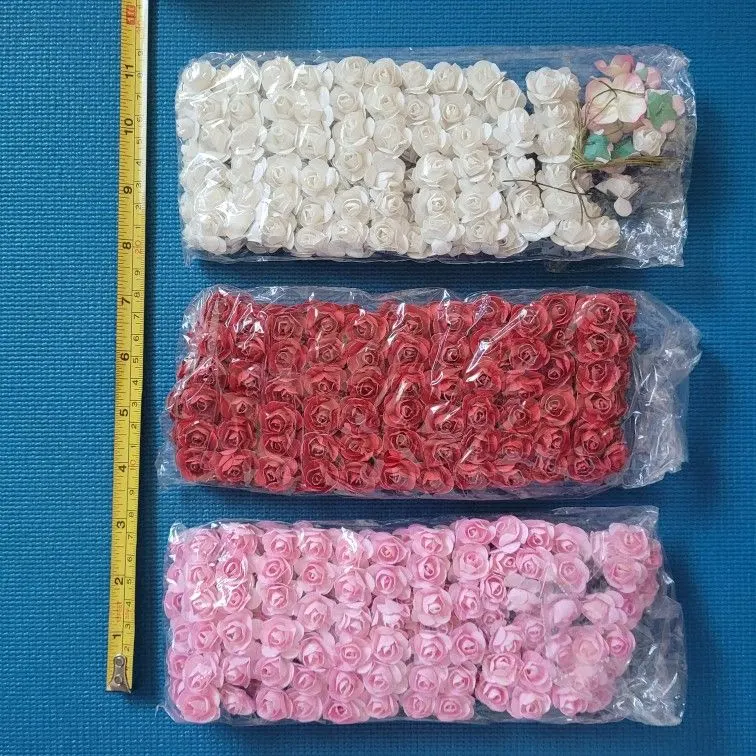 Paper Flowers in Pink, Red and White