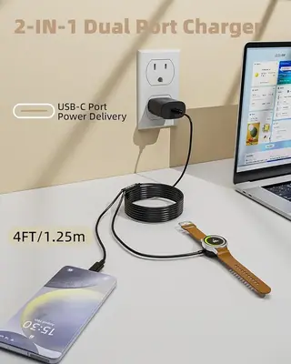 30W 2-in-1 USB-C Fast Charger for Samsung Phones and Galaxy Watch photo 3