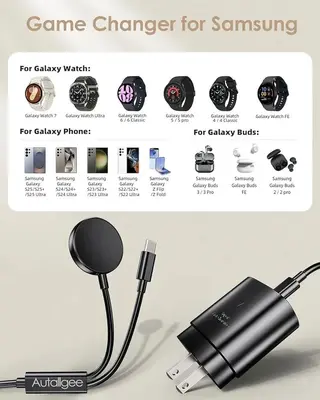 30W 2-in-1 USB-C Fast Charger for Samsung Phones and Galaxy Watch photo 2