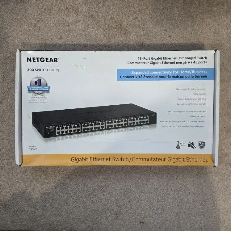 Netgear GS348 48-Port Gigabit Ethernet Unmanaged Switch, 300 Series