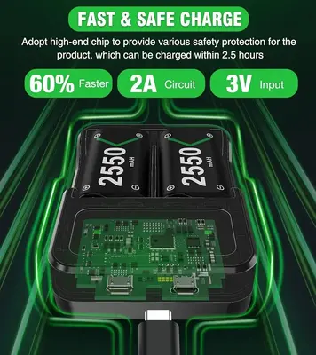Rechargeable Battery Pack 2x5520mWh with Charger for Xbox One / Series X|S photo 4