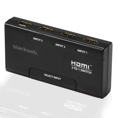 Blackweb 3-Port HDMI Switch with Remote, up to 4K