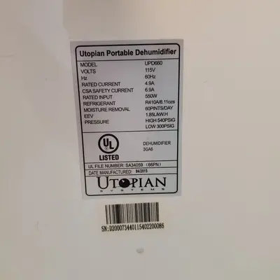 Utopian Systems Portable Dehumidifier, 60 Pint photo 3