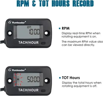 Runleader Rotating Shaft Hour Meter and Tachometer photo 3