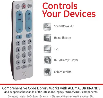 GE 2-Device Universal Remote for Smart TVs, Blu-ray, DVD and DVR photo 2