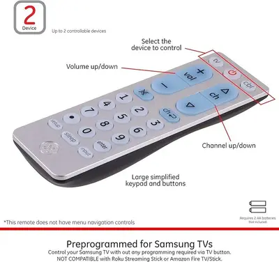 GE 2-Device Universal Remote for Smart TVs, Blu-ray, DVD and DVR photo 3