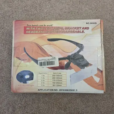 Headband Magnifier with LED Lamp, Interchangeable 1.0x-3.5x Lenses photo 1