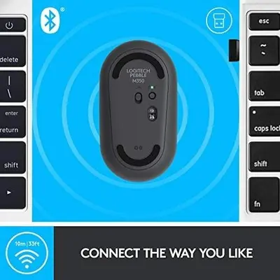 Logitech Pebble M350 Wireless Mouse, Bluetooth or USB, Silent and Slim photo 7
