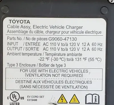 OEM Toyota EV Charging Cable G9060-47130, J1772, Prius Prime and RAV4 Prime photo 4