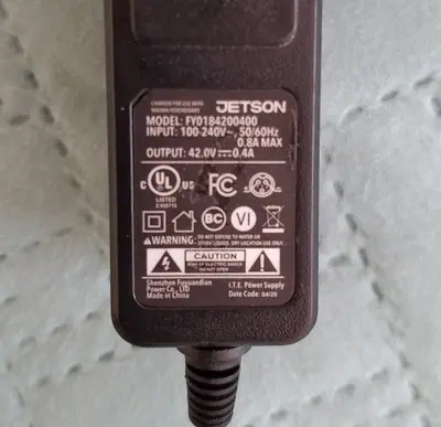 Original Jetson Charger, 3-Prong, 42V 0.4A photo 2