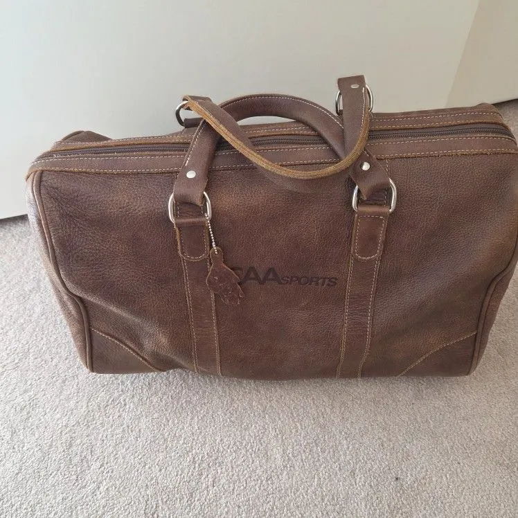Vintage ROOTS Brown Leather Duffel Travel Bag