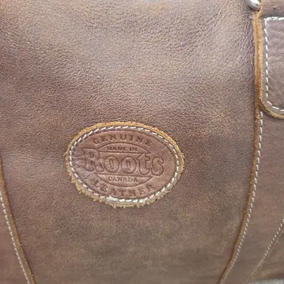 Vintage ROOTS Brown Leather Duffel Travel Bag photo 4