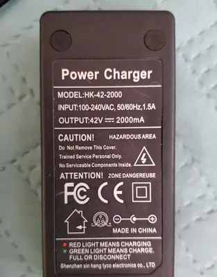 42V 2A Scooter Fast Charger, 3-Prong Inline Connector photo 2