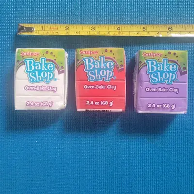 Sculpey Bake Shop Oven-Bake Polymer Clay, 3 x 2.4 oz, White, Purple, Red