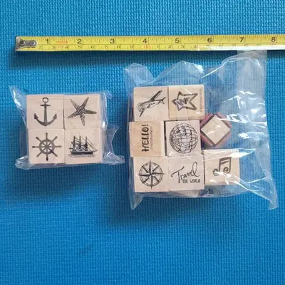 Stamp Set: Airplane, Ship, Anchor, Starfish and More, 12 Pieces