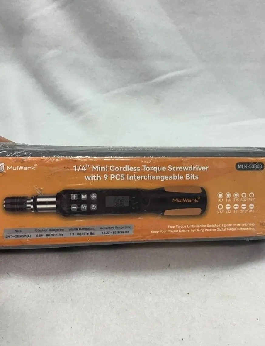 MULWARK 1/4" Mini Cordless Adjustable Torque Screwdriver, 3.3-66 in-lb