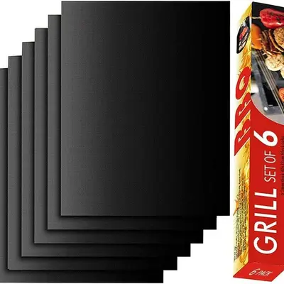 RENOOK Non-Stick BBQ Grill Mats, Set of 6, Heavy Duty photo 1