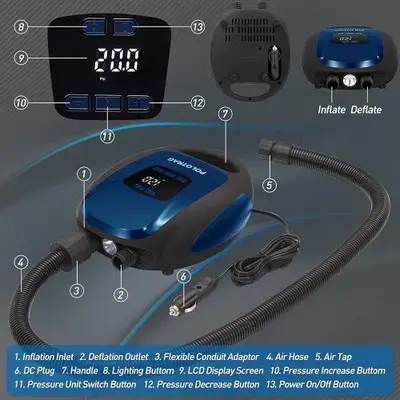 Electric SUP Paddle Board Pump, 20 PSI, Auto-Off and Deflate (No Hose) photo 3