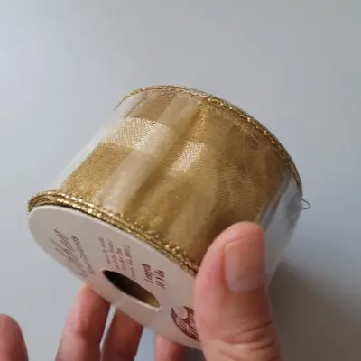 Wired Gold Ribbon (10 yd) and Yellow Deco Mesh Ribbon (6 in x 5 yd) photo 2