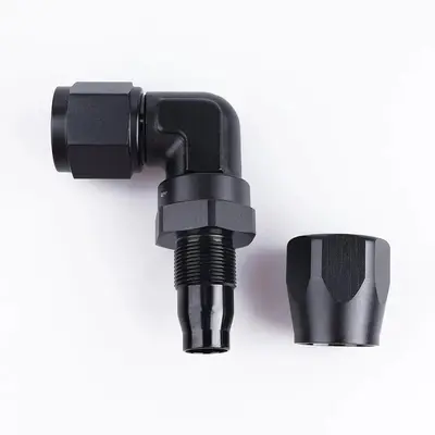 12 AN 90-Degree Low-Profile Swivel Hose End Fitting, Black Aluminum photo 2