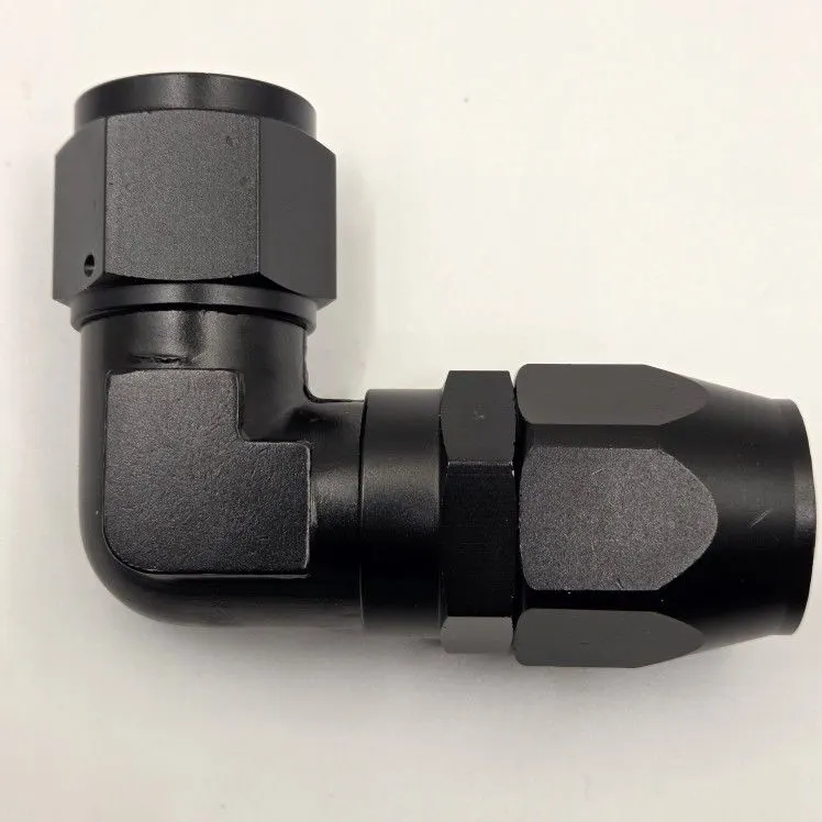 12 AN 90-Degree Low-Profile Swivel Hose End Fitting, Black Aluminum